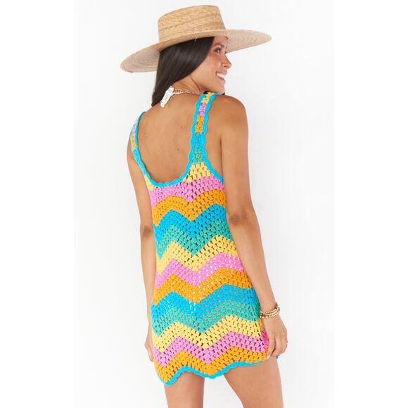 Show Me Your Mumu Tara Coverup Dress in Sea Breeze Crochet XS - Picture 8 of 8